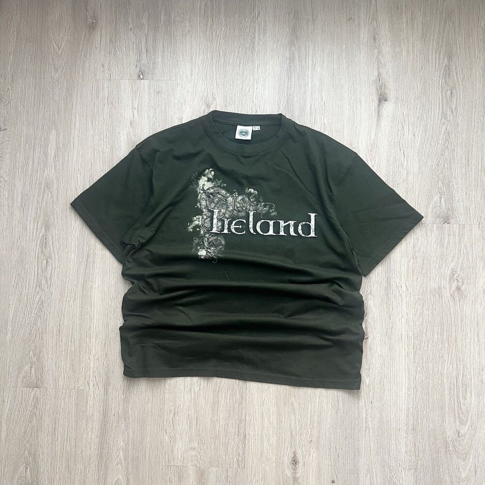 Vintage Y2K Ireland Football Soccer Spell Out T-Shirt Mens Medium Irish